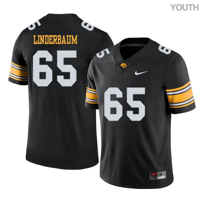 Youth Iowa Hawkeyes NCAA #65 Tyler Linderbaum Black Authentic Nike Alumni Stitched College Football Jersey NM34G34HJ